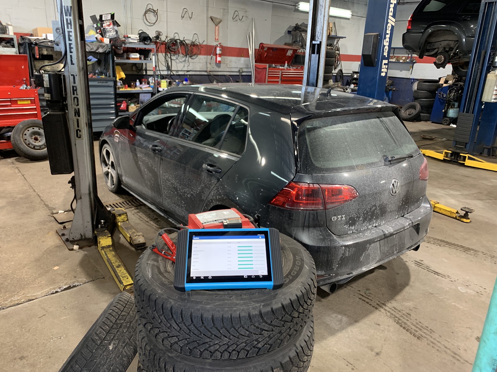 Inside the service bay